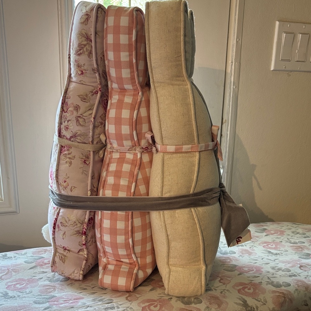 Shabby Chic Floral and Plaid Cushions - Pink and Cream